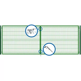 Brama dwuskrzydłowa3D ocynk zielony 400 x 150 cm komplet Polbram - Ogrodzenia - miniaturka - grafika 1