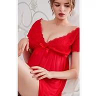 Akcesoria do bielizny - Clotth Sexy Versuchung koronkowa koszula nocna z podwiązkami, przezroczysta piżama z szeroką górną częścią na ramionach, czysty garnitur na życzenie, Jasna czerwień-L/XL, XL - miniaturka - grafika 1