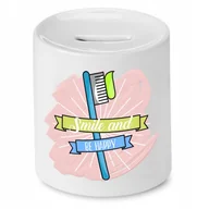 Skarbonki - SKARBONKA DLA DENTYSTY SMILE AND BE HAPPY PREZENT z Nadrukiem ze Zdjęciem + Opakowanie na prezent (wzór 04) - miniaturka - grafika 1