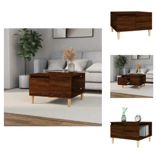 vidaXL Stolik kawowy brązowy dąb 55x55x36,5 cm materiał drewnopochodny - Stoliki kawowe - Ławy i stoliki kawowe - miniaturka - grafika 1