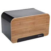 Chlebaki - Kinghoff Chlebak stalowy z deską do krojenia KH-1071, czarny - miniaturka - grafika 1