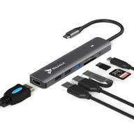 Huby USB - REAGLE HUB USB-C 3.1 HDMI 4K PD 100W Czytnik SD TF ADAPTER 7w1 Apple M1 M2 - miniaturka - grafika 1
