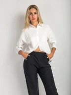 Koszule damskie - Koszula bawełniana biały M - miniaturka - grafika 1