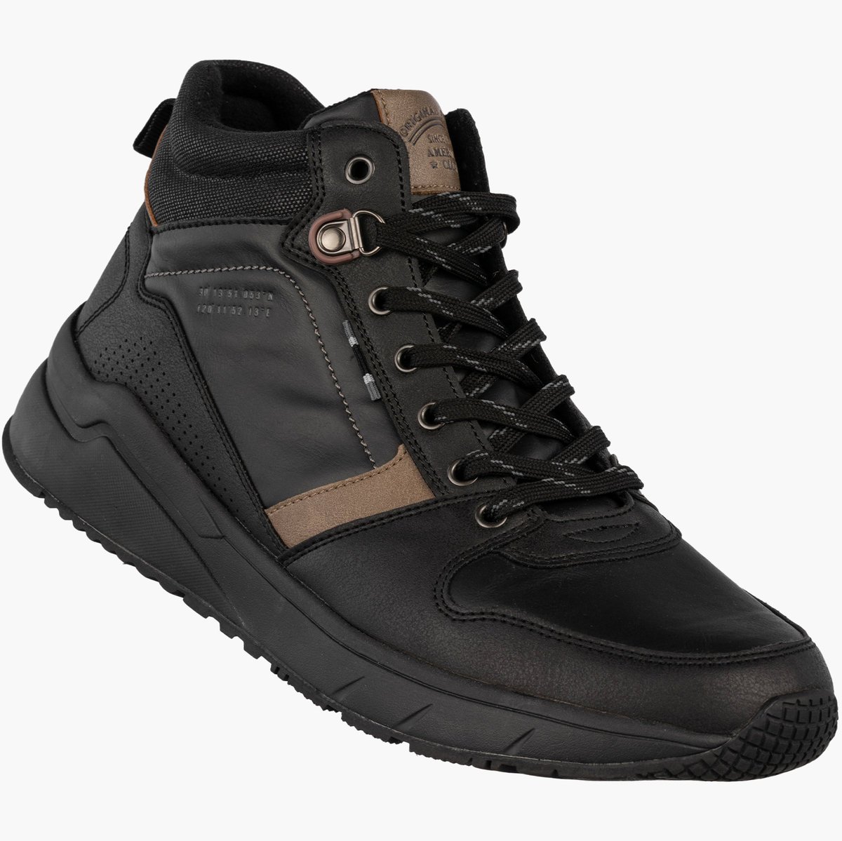 Trzewiki Męskie Ekoskóra Buty Sneakersy Wysokie Jesień Zima Czarne American Club RH96/22 Czarny 46