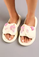 Klapki i japonki damskie - Beżowe Klapki Piankowe z Ozdobnymi Aplikacjami Ihigena - miniaturka - grafika 1