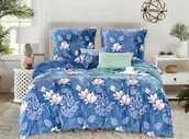 Pościel - Pościel pluszowa niebieskie kwiaty 135x200 poszwa na kołdrę z poszewką na poduszkę 2-częściowa z zamkiem błyskawicznym Przytulna pluszowa pościel z polaru zimowa ciepła przytulna pościel - miniaturka - grafika 1