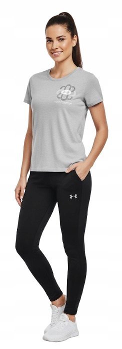 UNDER ARMOUR SZARY T SHIRT DAMSKI Z BAWEŁNĄ I NAPISAMI S KWB