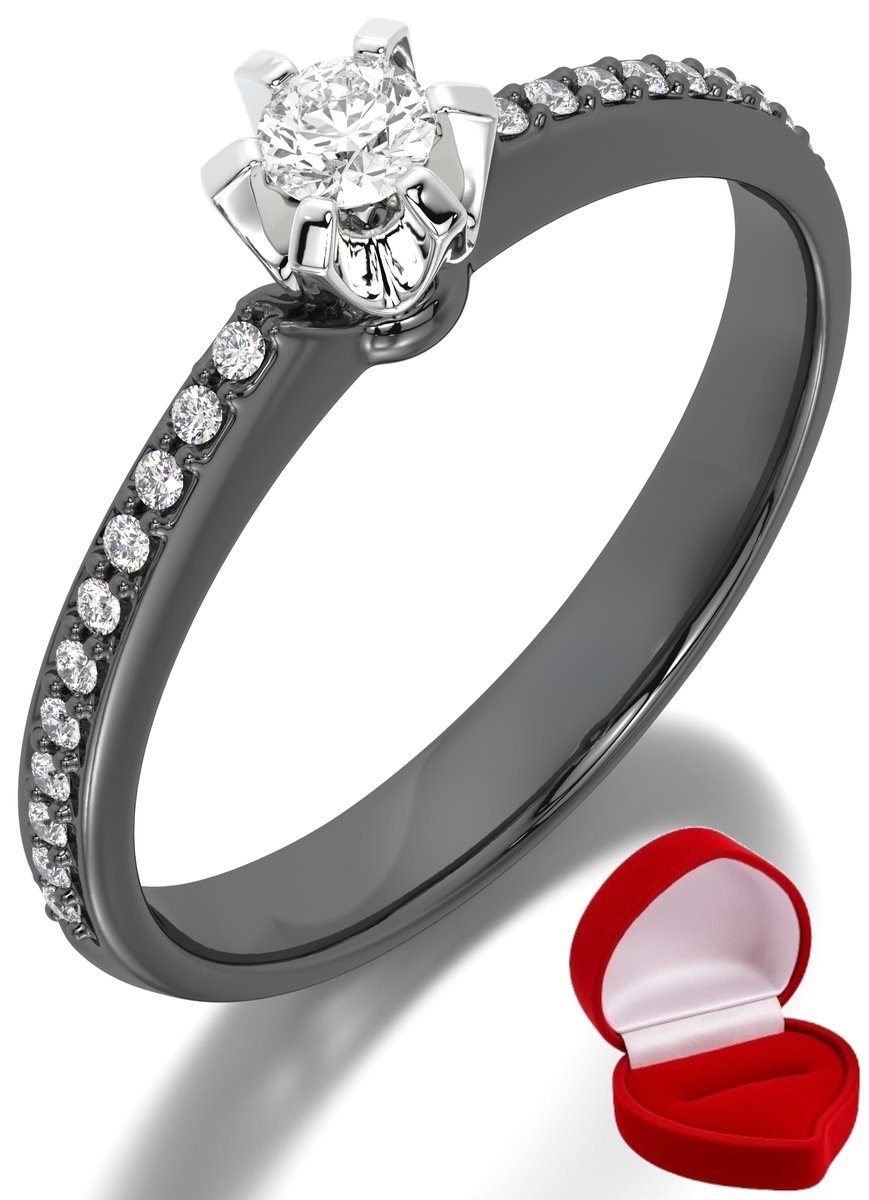 ZŁOTY PIERŚCIONEK ZARĘCZYNOWY 585 14k SZAFIR 0,09 ct CZARNE ZŁOTO R30