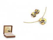 Zestawy biżuterii dla kobiet - Ciesielscy Złoty komplet 585 naszyjnik z kolczykami prezent CS-KO_753_-0-585 - miniaturka - grafika 1