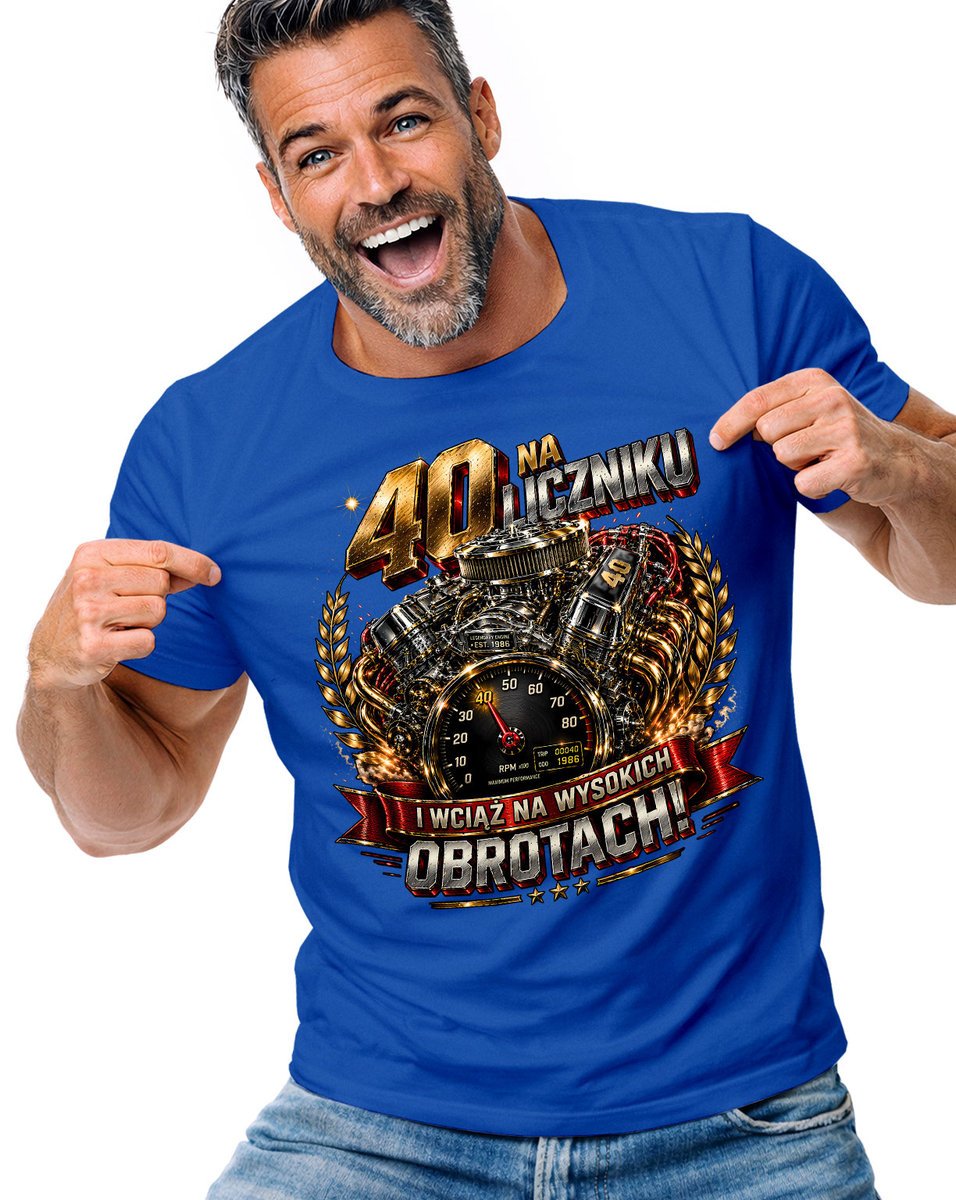 T-SHIRT KOSZULKA MĘSKA NA 40 URODZINY ŚMIESZNA LICZNIKU SILNIK PREZENT S