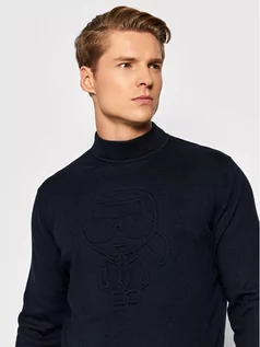 Swetry męskie - Lagerfeld KARL Sweter 655040 512305 Granatowy Regular Fit - grafika 1