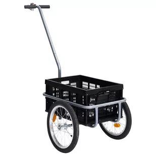 vidaXL Transportowa przyczepa rowerowa, skrzynka 50 L, czarna, 60 kg - Przyczepki rowerowe - miniaturka - grafika 1