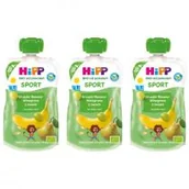 Desery dla dzieci - Hipp Sport Mus owocowy po 1. roku gruszki-banany-winogrona z owsem zestaw 3 x 120 g Bio - miniaturka - grafika 1
