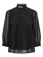 Koszulki i topy damskie - ONLMADONNA L/S TOP WVN, czarny, L - miniaturka - grafika 1