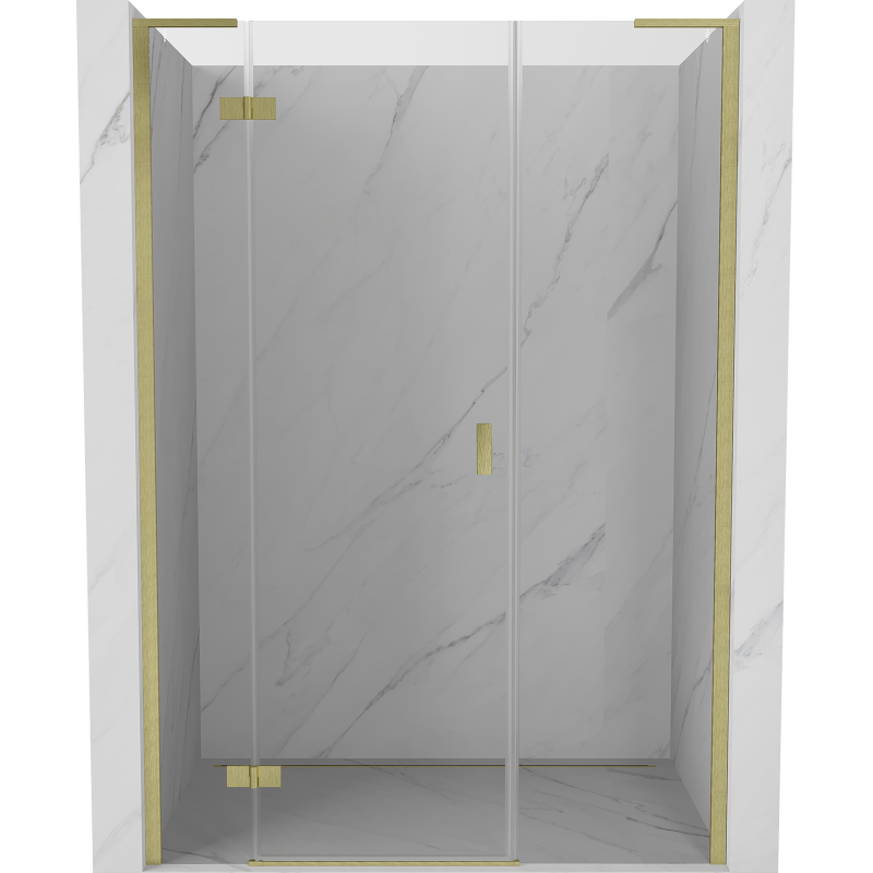 Mexen Mist-H L drzwi prysznicowe uchylne lewe 130 cm, transparent, złote szczotkowane - 8A5L-130-001-55-00-L