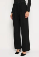 Spodnie damskie - Czarne Szerokie Spodnie Garniturowe z Wysokim Stanem i Wiskozą Mavana - miniaturka - grafika 1