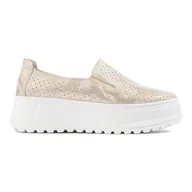 Slip on damskie - Skórzane buty damskie slip on złote Shelovet złoty - SHELOVET - miniaturka - grafika 1
