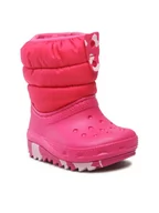 Buty dla dziewczynek - Crocs Śniegowce Classic Neo Puff Boot T 207683 Różowy - miniaturka - grafika 1