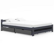 Łóżka - shumee Rama łóżka z 4 szufladami ciemnoszara sosnowa 180 x 200 cm - miniaturka - grafika 1