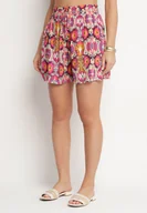 Spodenki damskie - Fuksjowe Bawełniane Szorty Luźne w Abstrakcyjny Print z Kieszeniami Jenalirea - miniaturka - grafika 1