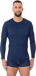 Brubeck Koszulka męska z długim rękawem ACTIVE WOOL granatowa r. L LS12820 - Koszulki sportowe męskie - miniaturka - grafika 1
