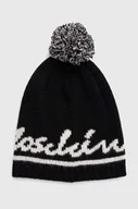 Czapki damskie - Moschino czapka wełniana kolor czarny wełniana - miniaturka - grafika 1
