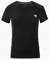 Koszulki i topy damskie - Koszulka damska t-shirt GUESS SS CN MINI TRIANGLE czarna bawełniana logo S - miniaturka - grafika 1