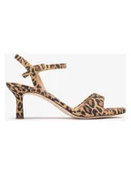 Sandały damskie - Unisa Skórzane sandały w kolorze beżowo-brązowym na obcasie - miniaturka - grafika 1