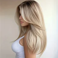 Pozostałe akcesoria fryzjerskie - TEMU UFINE Elegancka Peruka Długa Prosta z Przejściem w Blond i Warstwowymi Grzywkami, Gęstość 150%, Czapka z Różowej Siatki, Idealna na Bal Maskowy, - miniaturka - grafika 1