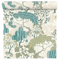 Tapety - Tapeta tropikalna beżowo-niebieska winylowa na flizelinie - miniaturka - grafika 1