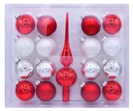Bombki - Vitbis Zestaw bombki świąteczne szklane 16 sztuk Szpic czerwony biały - miniaturka - grafika 1