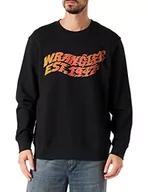 Bluzy męskie - Wrangler Bluza męska Graphic Crew, czarna, XL - miniaturka - grafika 1