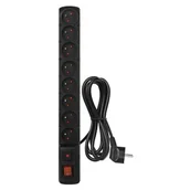 Listwy zasilające - EMOS przedłużacz 8 gniazd 1,5 m czarna - miniaturka - grafika 1