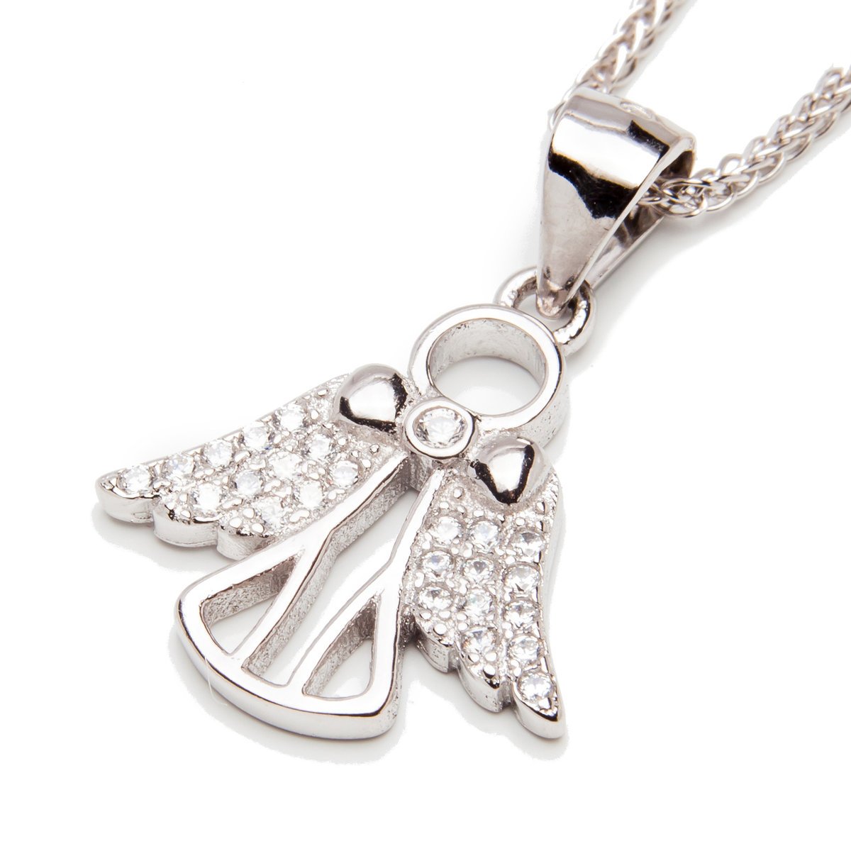 Srebrna zawieszka 925 Aniołek Cyrkonia