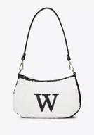 Torebki damskie - Torebka bagietka ze sztucznym futerkiem mała kremowo-czarna - miniaturka - grafika 1