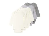 Body dla niemowląt - Lupilu Body niemowlęce z biobawełny 5 sztuk Biały/szary 50/56 - miniaturka - grafika 1