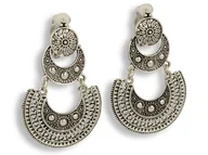 Kolczyki - Klipsy do uszu srebrne wiszące boho - miniaturka - grafika 1