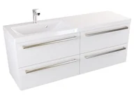 Szafki łazienkowe - Szafka Wisząca Z Umywalką ATH 120 cm S Lewa - Biały Mat - Uchwyty Stal Szczotkowana - miniaturka - grafika 1