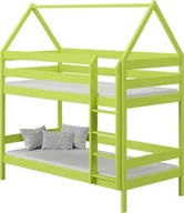 Łóżka dla dzieci i młodzieży - Elior Zielone drewniane łóżko piętrowe dla dwójki dzieci - Zuzu 3X 180x90 cm - miniaturka - grafika 1