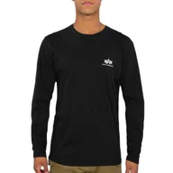 Odzież taktyczna i umundurowanie - Koszulka Longsleeve Alpha Industries Small Logo Basic 198517 03 - Czarny S - miniaturka - grafika 1