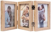 Ramki na zdjęcia - ﻿Potrójna ramka na zdjęcia 15x21 jasnobrązowa MDF, prezentowa - miniaturka - grafika 1