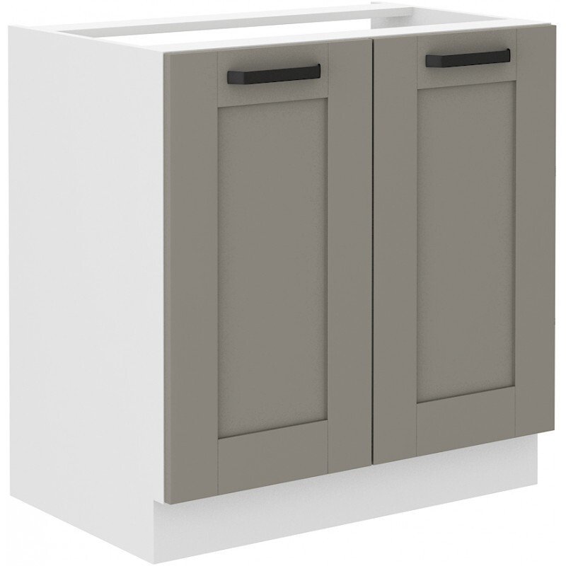 Szafka pod zlewozmywak LAILI – szerokość 80 cm, jasnoszara/biała