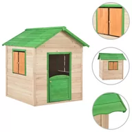 Place zabaw - Domek do zabawy dla dzieci, drewniany, zielony - miniaturka - grafika 1