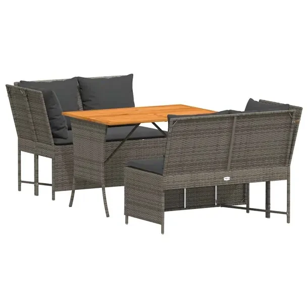 Zestaw Wypoczynkowy Rattan PE z Poduszkami, Szary, Sofa 116,5x68,5x87,5 cm,