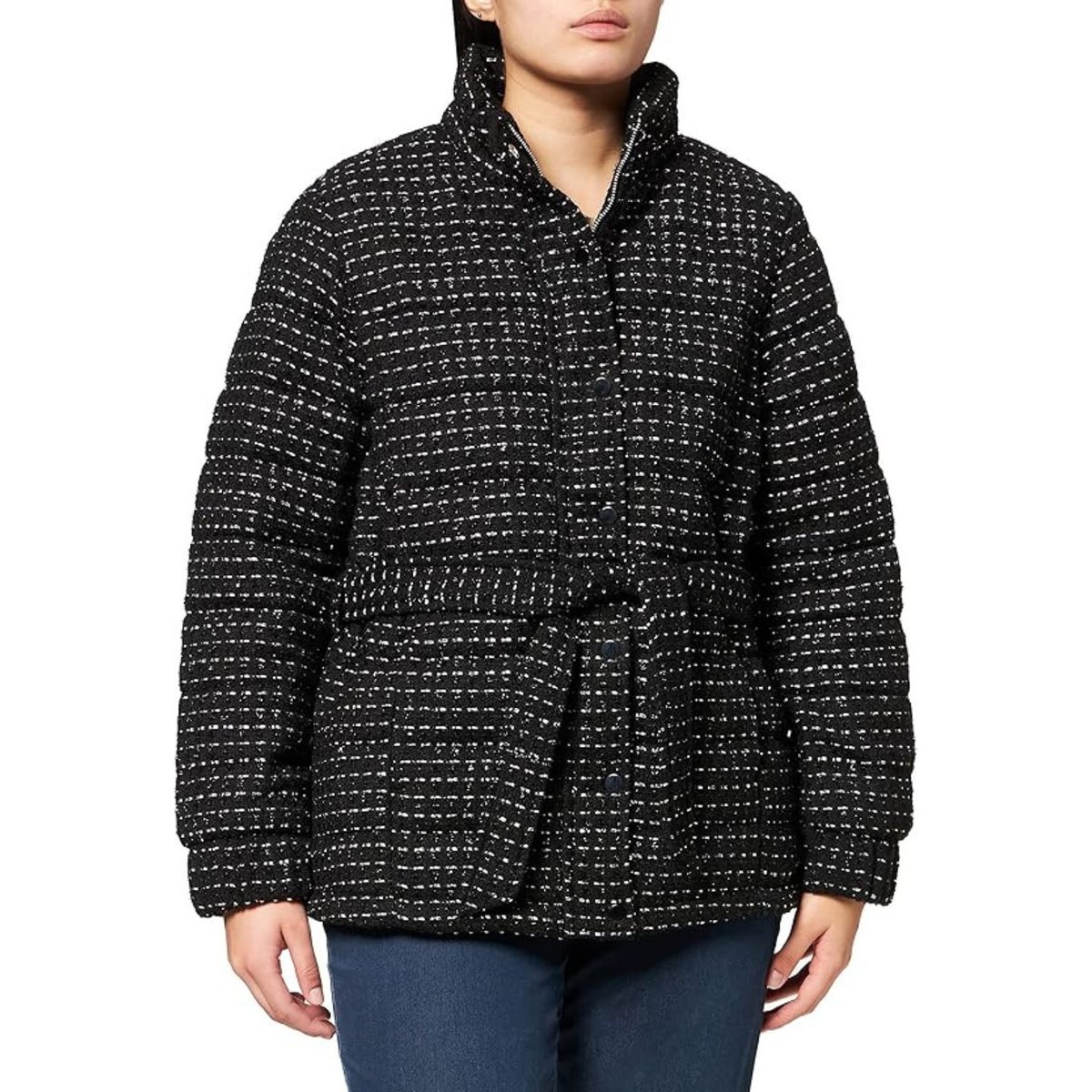 Kurtka damska Naf Naf Bubella pikowana czarna modna zimowa-M