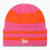 Czapki damskie - Czapka zimowa damska New Era Stripe Cuff Knit Beanie pastel pink WYSYŁKA W 24H 30 DNI NA ZWROT - miniaturka - grafika 1