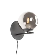 Lampy ścienne - QAZQA Kinkiet Art Deco czarny i dymione szkło - Flore - miniaturka - grafika 1