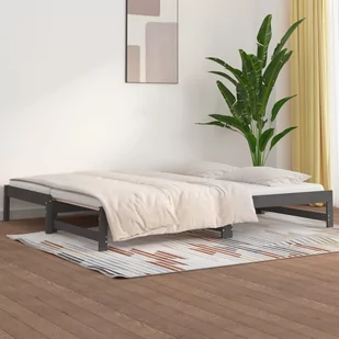 Lumarko Łóżko rozsuwane, szare, 2x(90x200) cm, lite drewno sosnowe - Łóżka - miniaturka - grafika 1