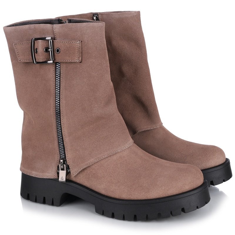 Botki kowbojki damskie Gamis 7688 - T1 beżowe skóra zamszowa R.37