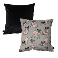 Poszewki na poduszki - Poszewka welwetowa PUG CHIC 45x45 cm, - miniaturka - grafika 1